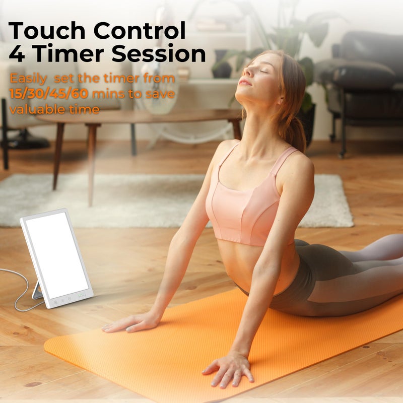Fitfirst Light Lamp, 10000 Lux Sun Lamp, Gift for Women, 3 Color Temperature, 4 Brightness Levels, 15-60min Timer, Touch Control LED Lamp for Indoor/Office with Adapter - Image 5